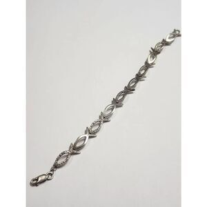 Sterling Silver Fish-Link Bracelet 7.25"